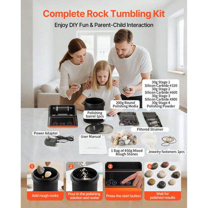 Rock Tumbler Polishing Kit With 4 Speeds