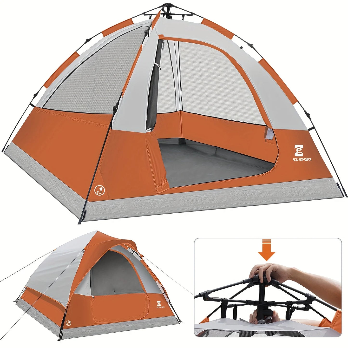 4 Person Pop Up Camping Tent Waterproof, Windproof with Removable Rain Fly