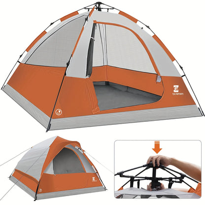 4 Person Pop Up Camping Tent Waterproof, Windproof with Removable Rain Fly