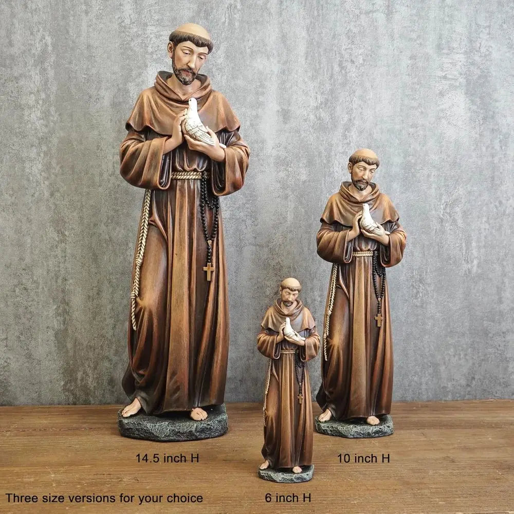 14.5 St. Francis of Assisi Statue - Catholic Patron Saint of Animals, Garden Decor, Handcrafted Religious Gift