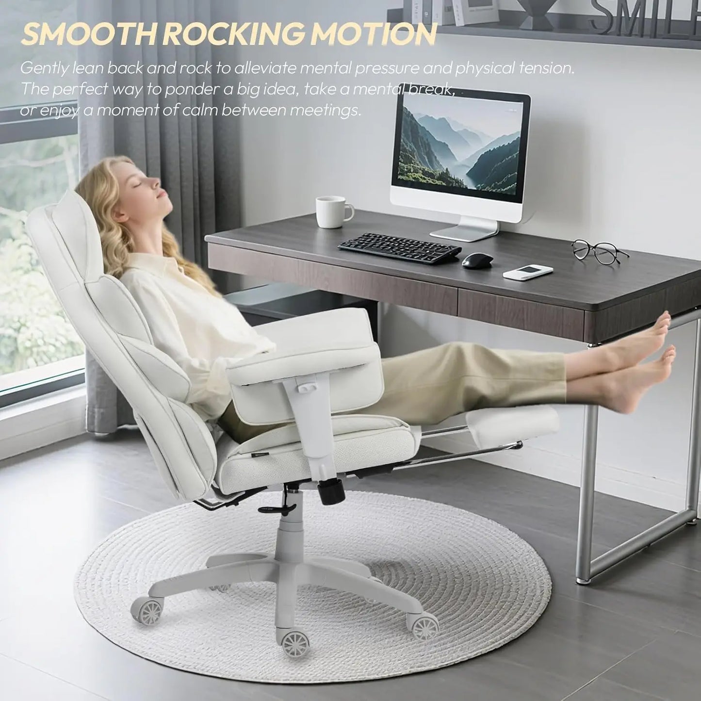 Big and Tall Office Chair with Pocket Spring Cushion, High Back Computer Gaming Chairs with Adjustable Armrests