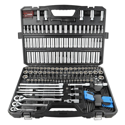 225PCS Mechanic Tool Set With 1/4," 3/8" & 1/2" Drive Socket Wrench Set