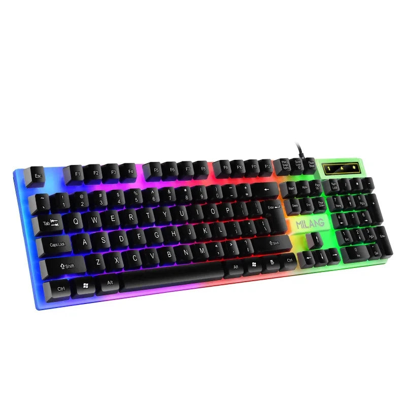 104 Keys Mechanical feel Wired Keyboard for Laptop Desktop Ergonomics RGB Backlit LED Keycaps PC Accessories