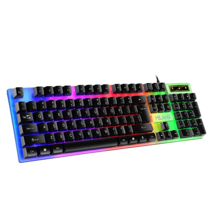 104 Keys Mechanical feel Wired Keyboard for Laptop Desktop Ergonomics RGB Backlit LED Keycaps PC Accessories
