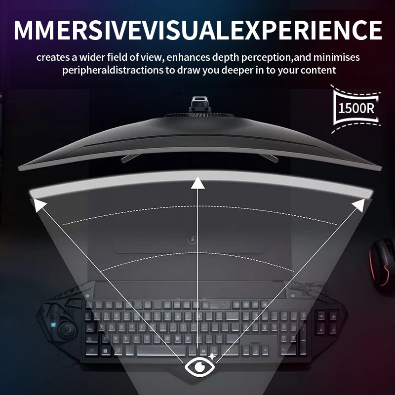 34 Inch Ultrawide Curved Gaming Monitor, 1500R PC Screen 165hz UWQHD 4K, with FreeSync