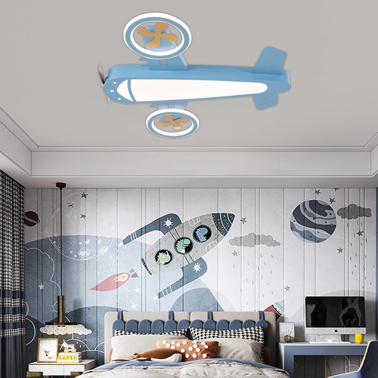 LED Airplane Ceiling Light With Remote Control, Adjustable Warm & Cool Light