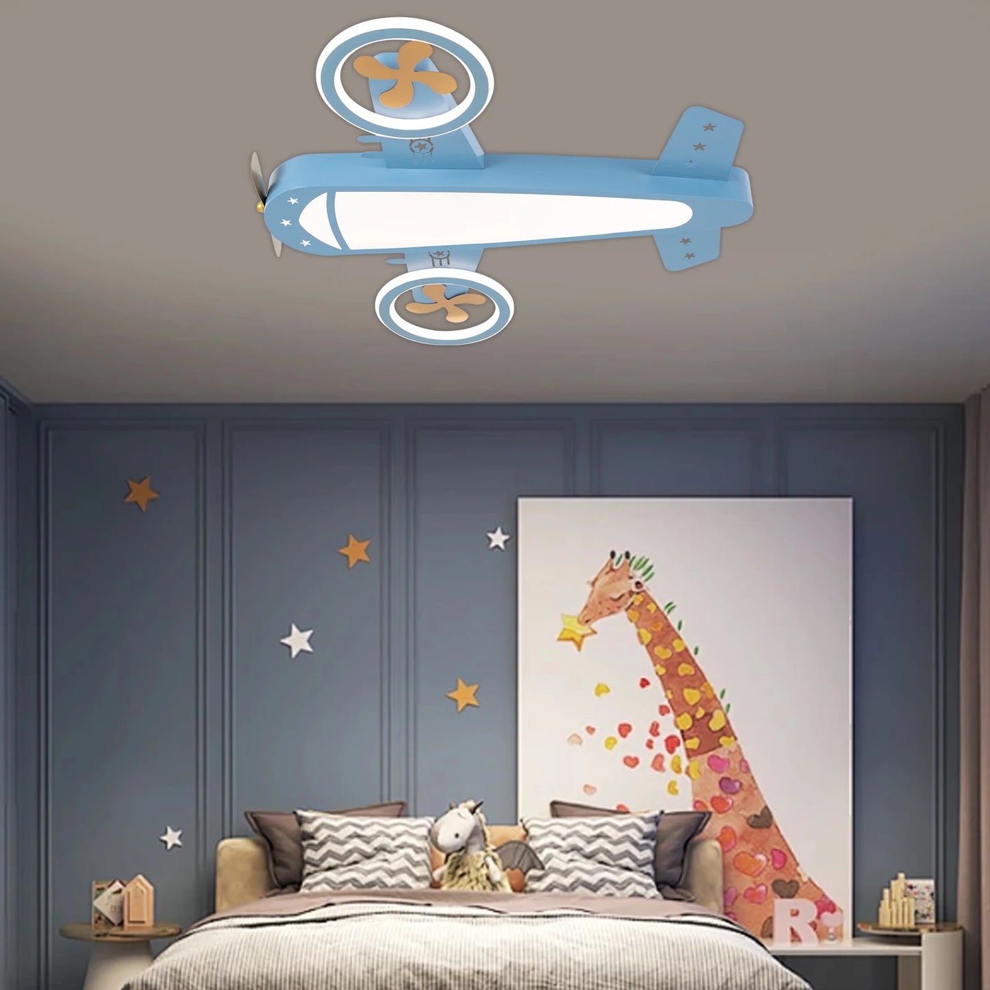 LED Airplane Ceiling Light With Remote Control, Adjustable Warm & Cool Light