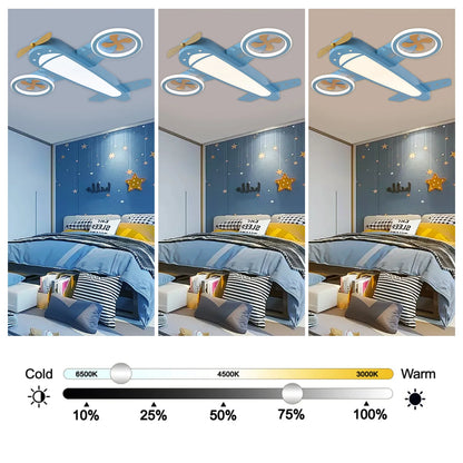 LED Airplane Ceiling Light With Remote Control, Adjustable Warm & Cool Light