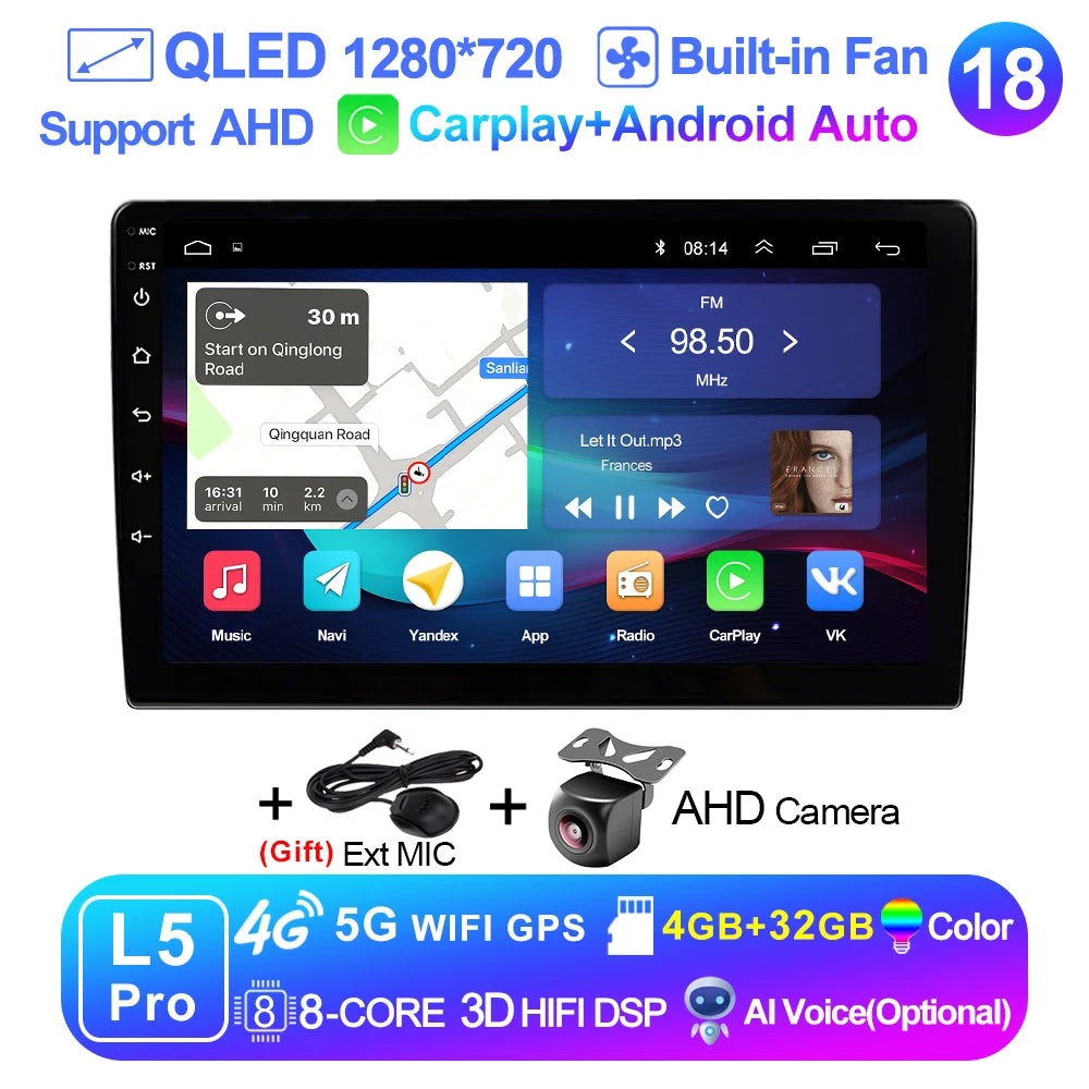 9 inch Wireless Carplay 2din Android 15 Car Radio and Multimedia Video Player