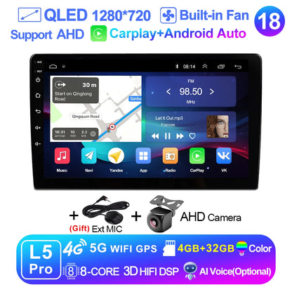 9 inch Wireless Carplay 2din Android 15 Car Radio and Multimedia Video Player