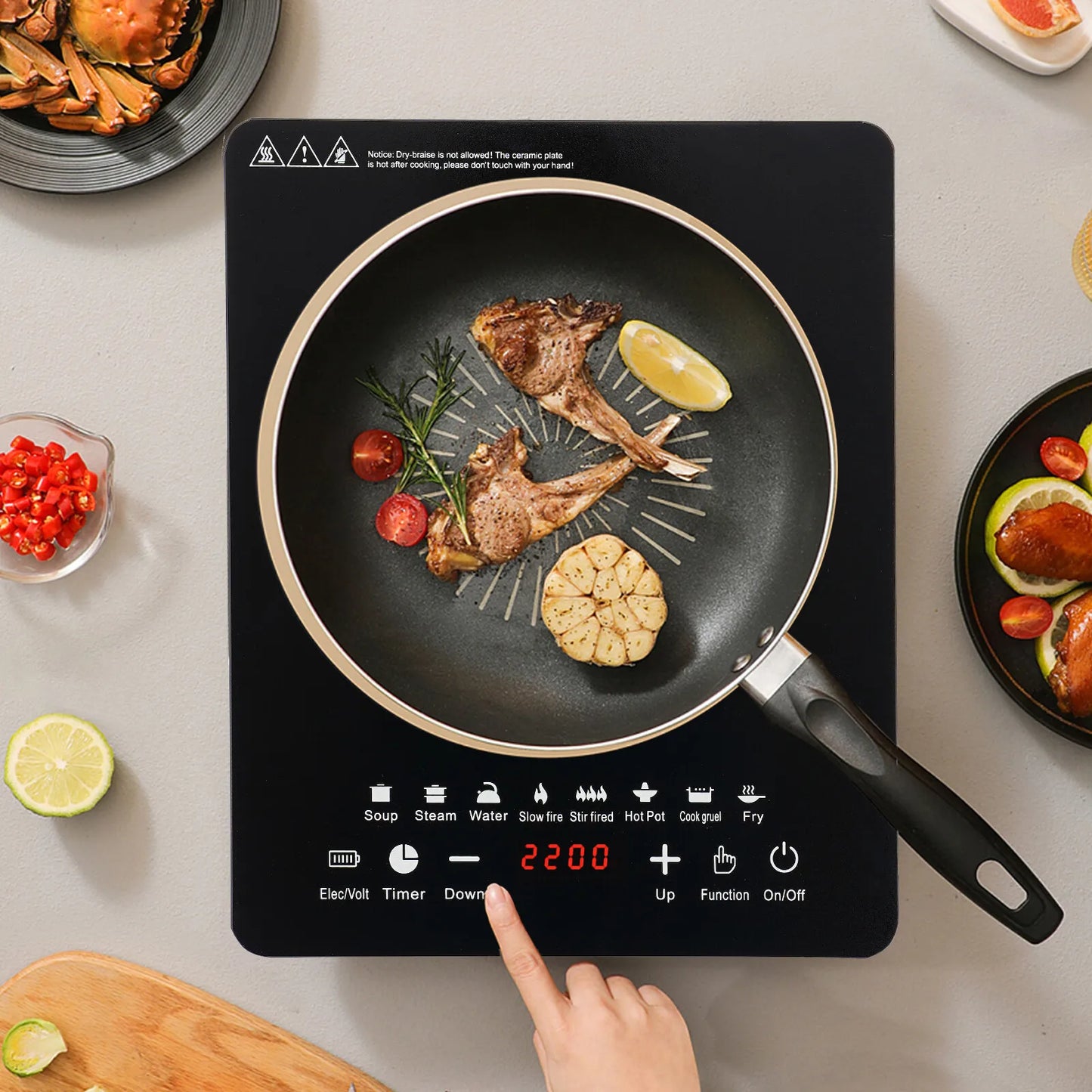 Electric Induction Cooktop, 8 Power Levels, Touch Control Burner 180min Timer Portable Stove for Home or RV