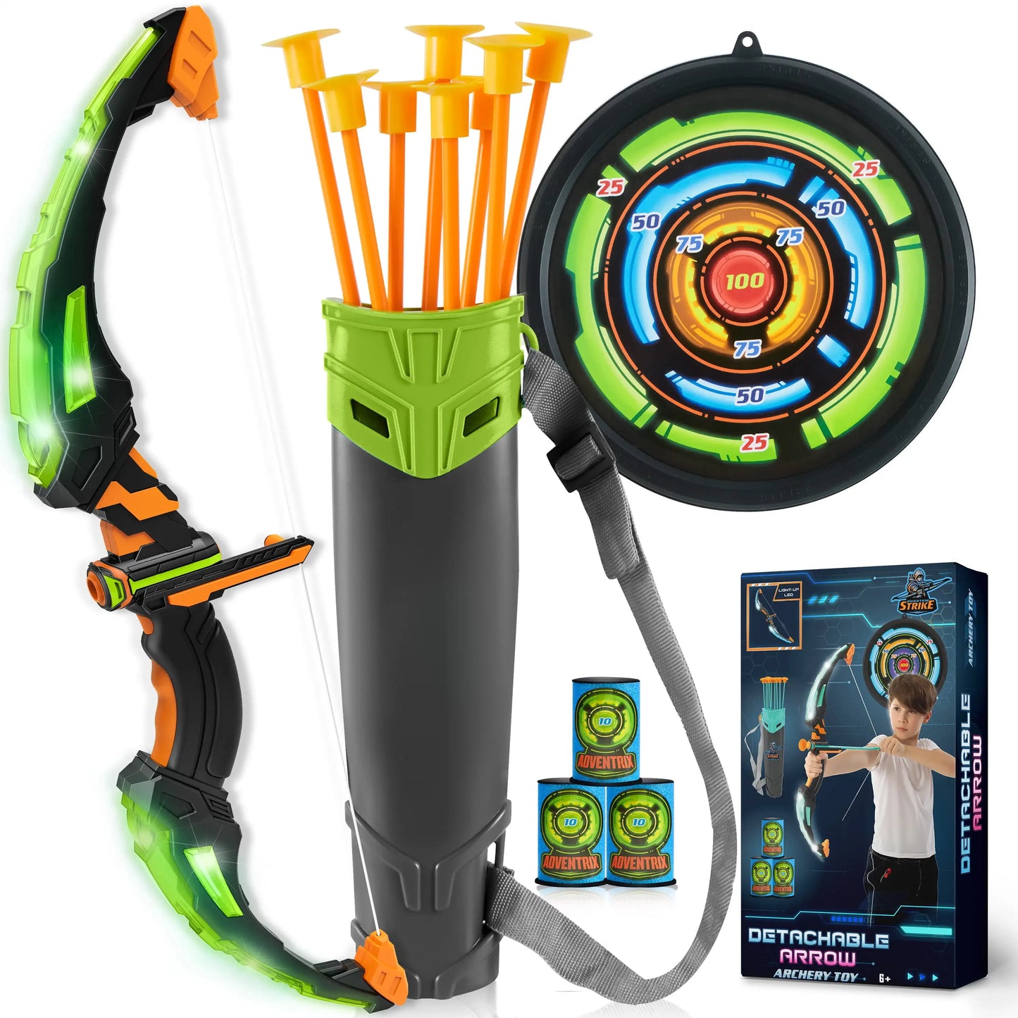 Kids Bow Arrow Set with LED Flash Lights Outdoor Archery Set