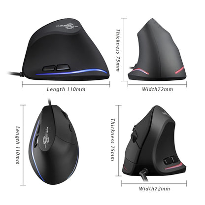 Ergonomic Mice Silent Wired Vertical Rechargeable 3200 DPI USB Optical Gamer Mouse