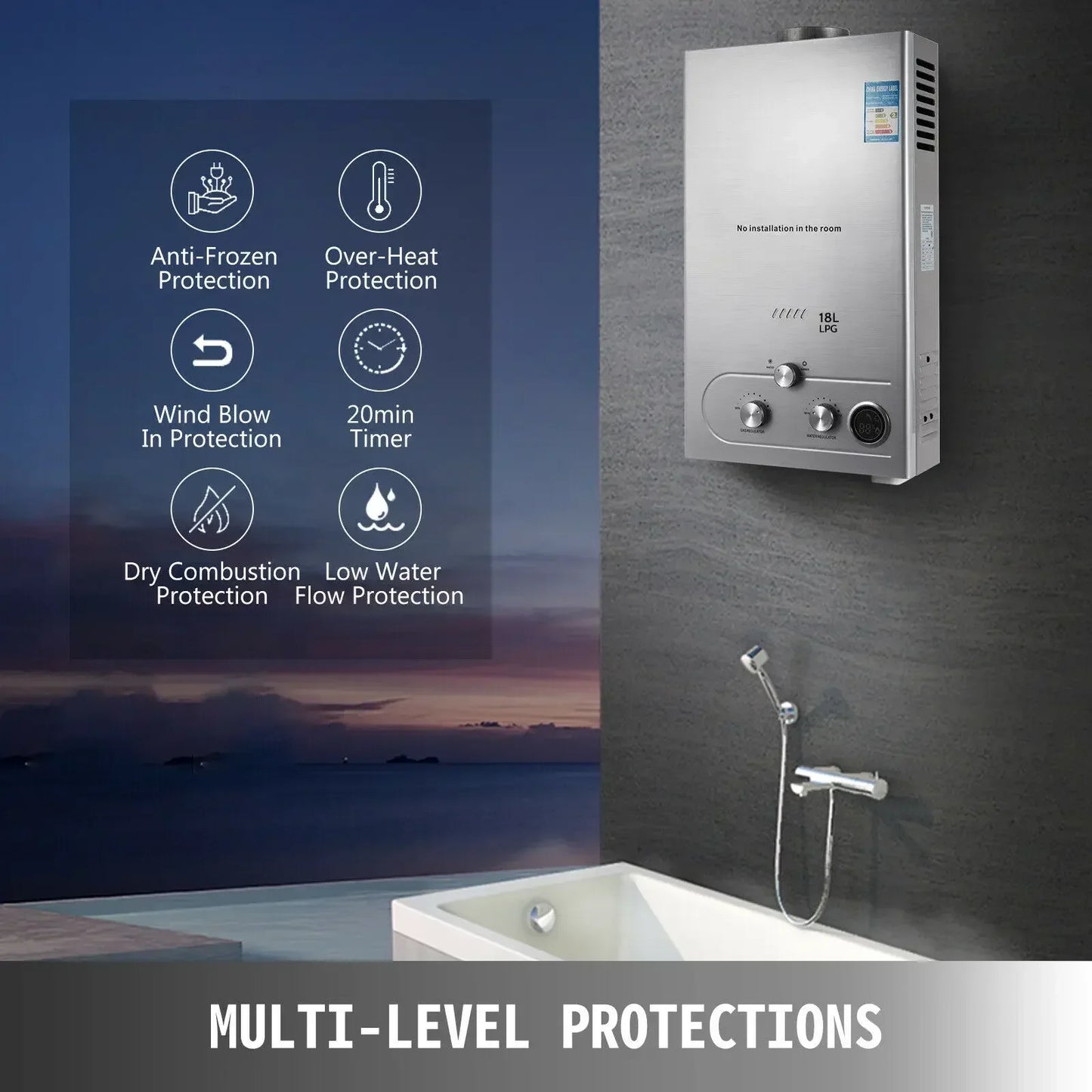 6L-18L Propane Gas Tankless Water Heater