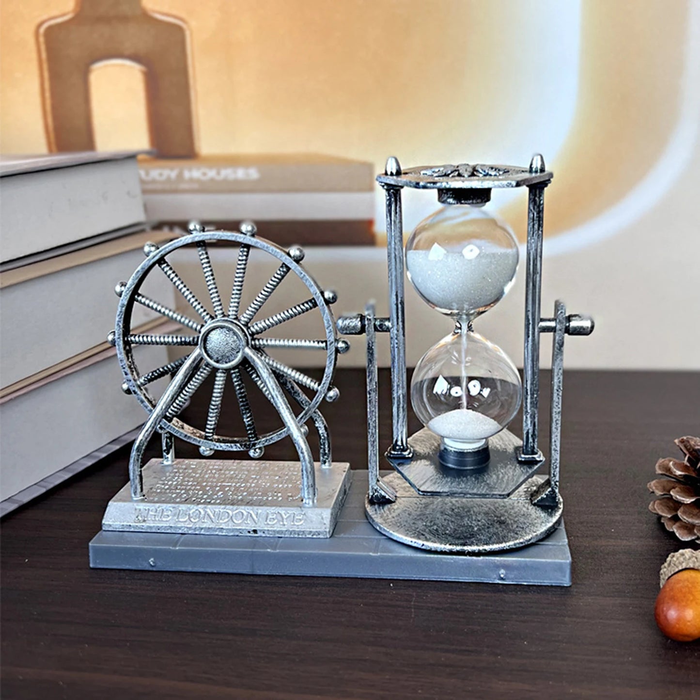 Vintage Ferris Wheel Statue With Hourglass Sand Clock