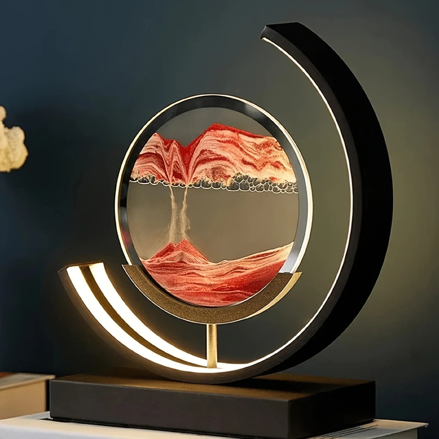 Moving Sand Art Picture In Motion, 3D Sand Lamp in 3 Colors With Stand