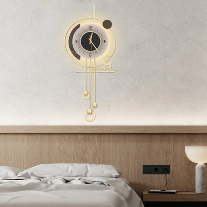 Modern Gold Iron LED Lighted Wall Clock for Home,Bedroom
