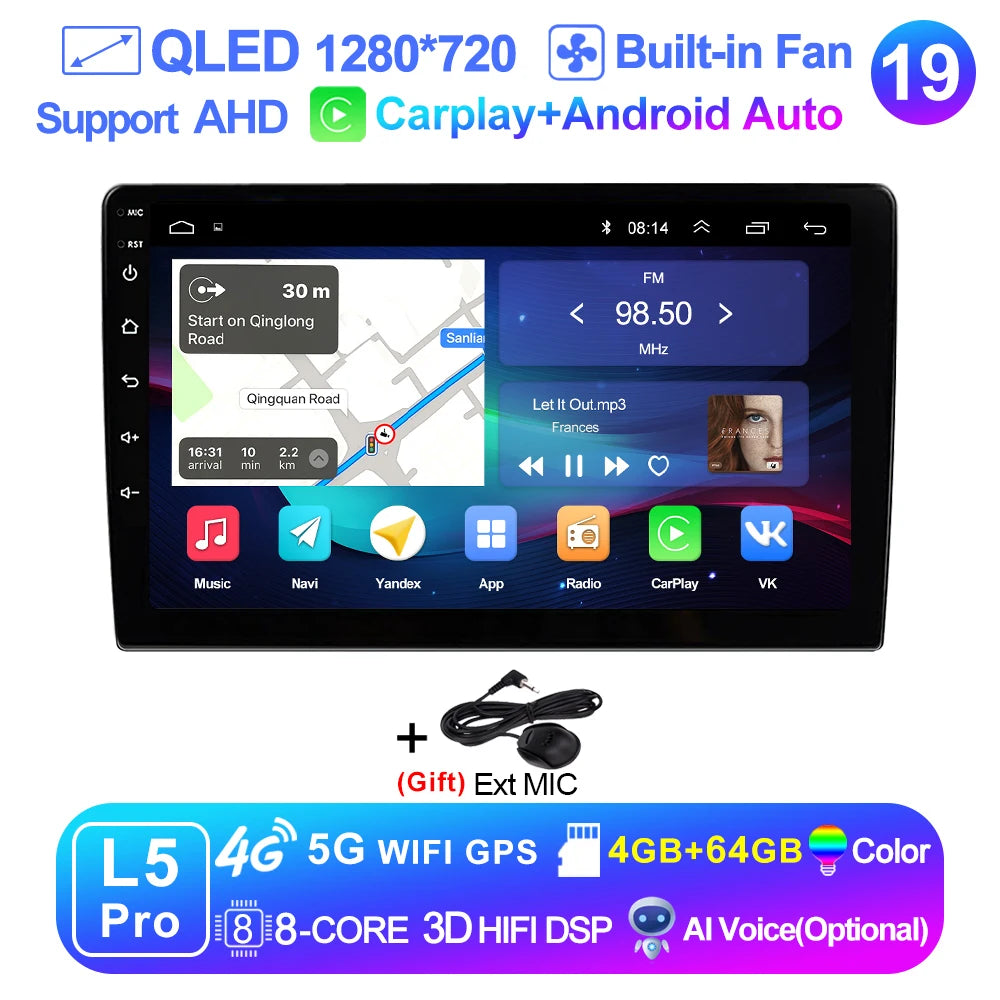 9 inch Wireless Carplay 2din Android 15 Car Radio and Multimedia Video Player