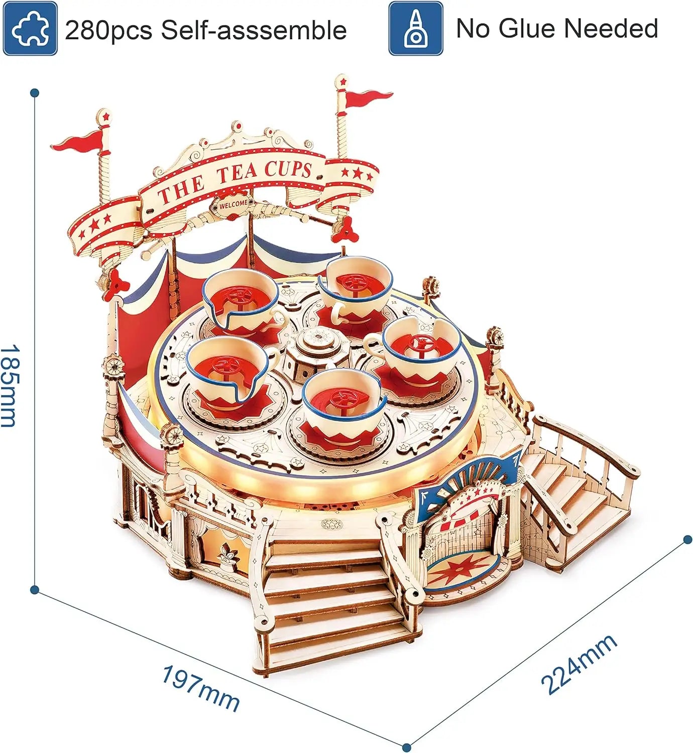 280pc Magic Amusement Park Wooden Toys