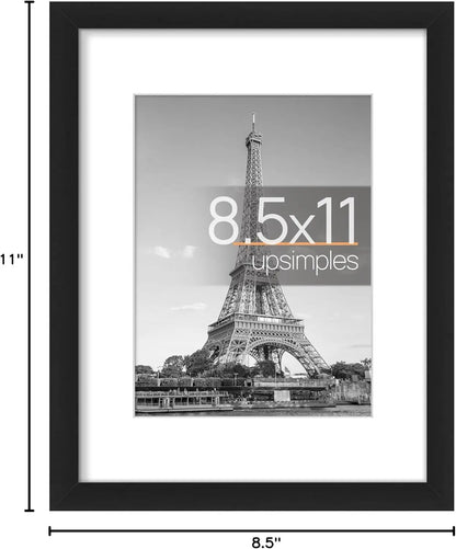 8.5 x 11 Picture Frame, Display Pictures 6x8 with Mat or 8.5 x 11 Without