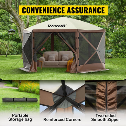 Pop-up Camping Gazebo Shelter 6 Sided 12' x 12' / 10' x 10' Sun Shade Tents & Canopies Camping & Hiking