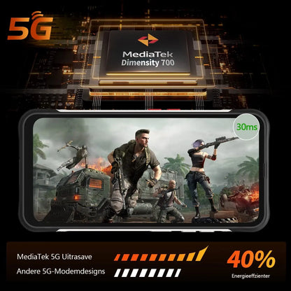 Unihertz Ticktock S Rugged 5G Smartphone 8GB 256GB 5200mAh 64MP Camera 30W 6.53" Screen Dimensity 700