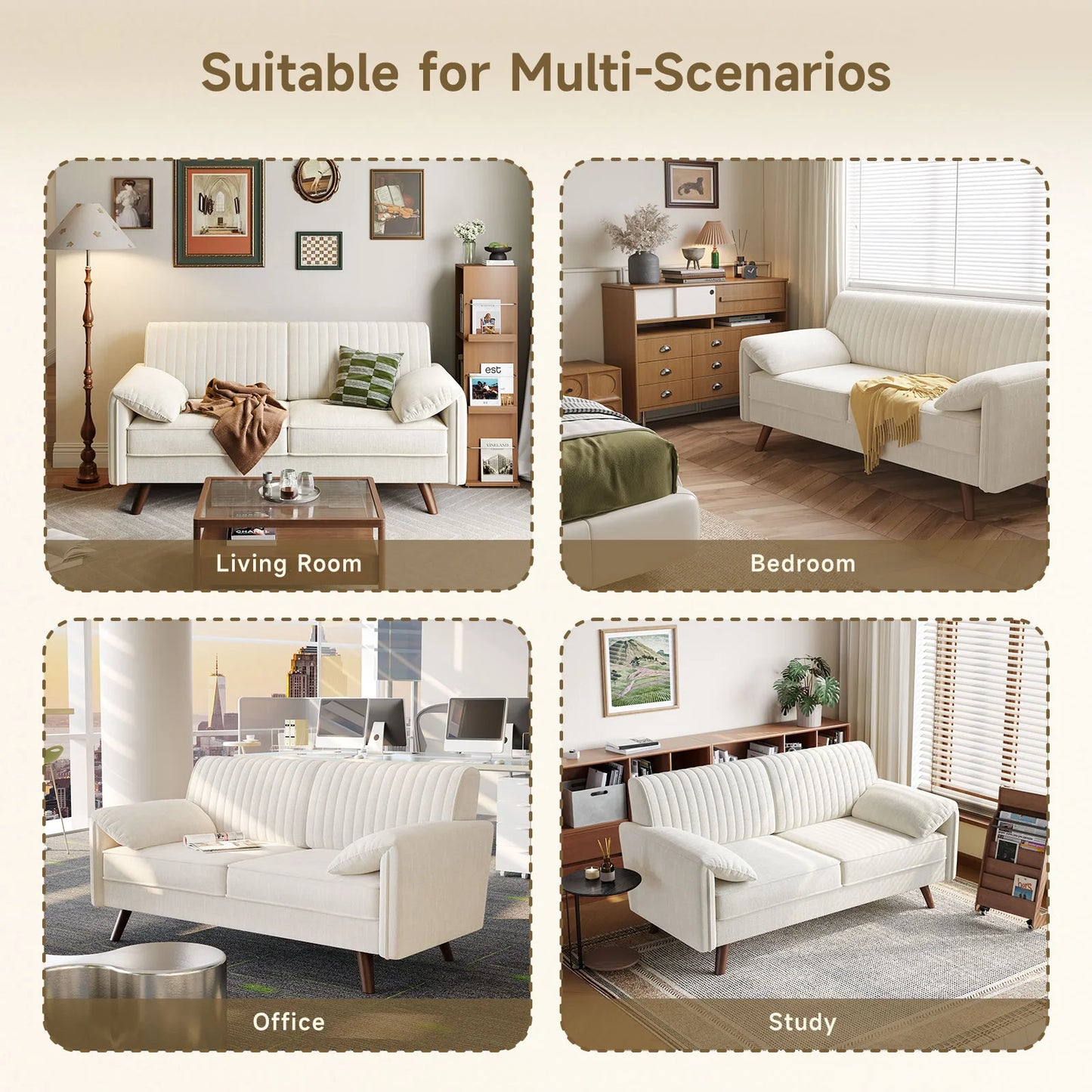 64.5" Loveseat Sofa, Chenille Covered Loveseat for Living Room and Small Spaces