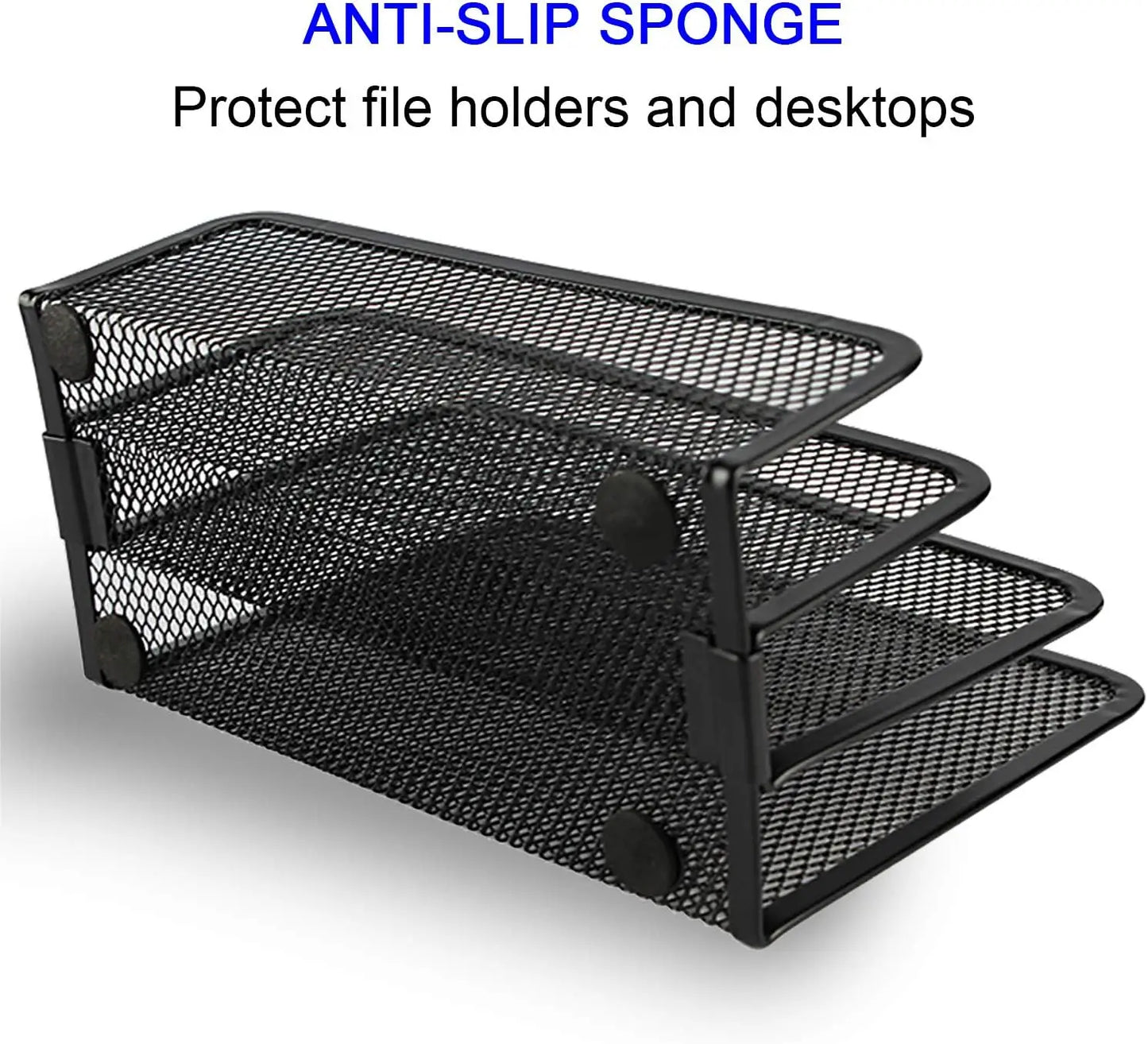 Desk Mail, Paper, File Organizer with 3 Metal Mesh Compartments for Home or Office Desktop