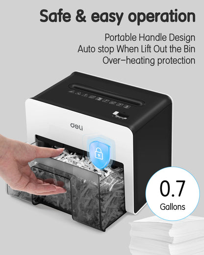 Deli 8-Sheet Mini Desktop Crosscut Paper Shredder