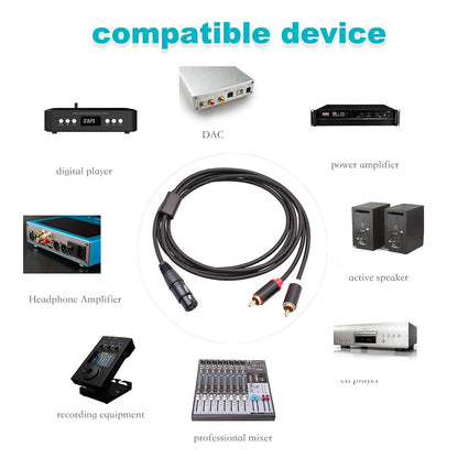 Female XLR To Dual RCA Male Cable