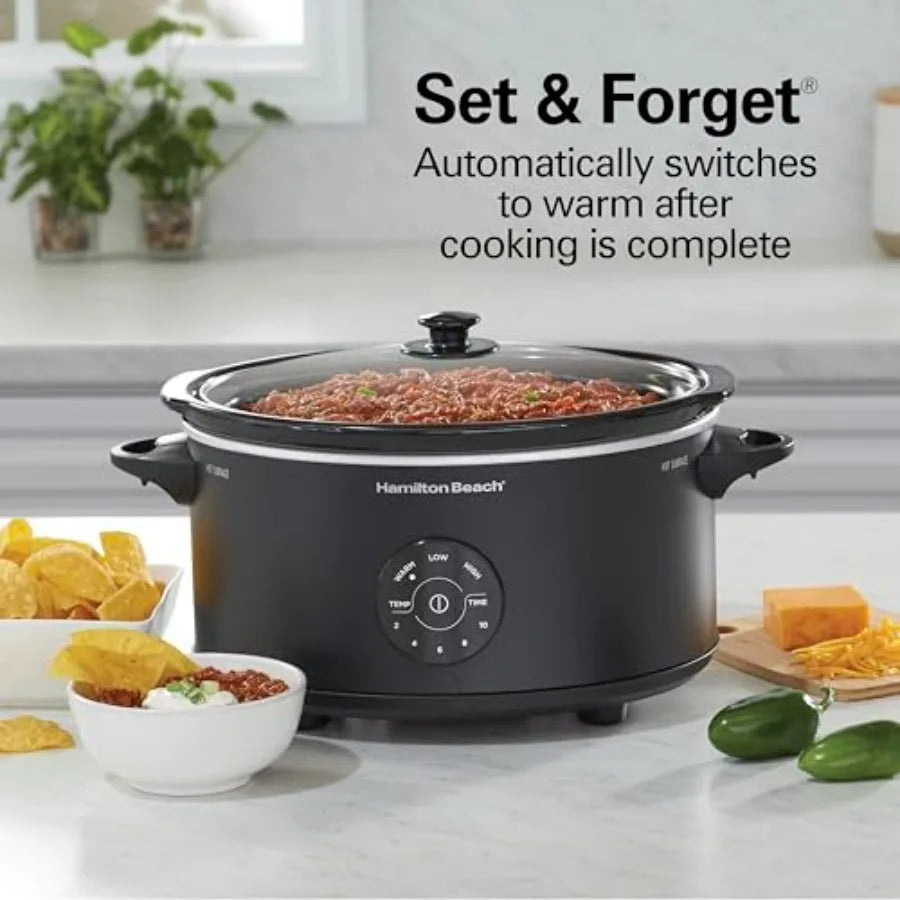 7 Quart Set and Forget Portable Programmable Slow Cooker with 15 Cooking Options