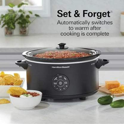 7 Quart Set and Forget Portable Programmable Slow Cooker with 15 Cooking Options