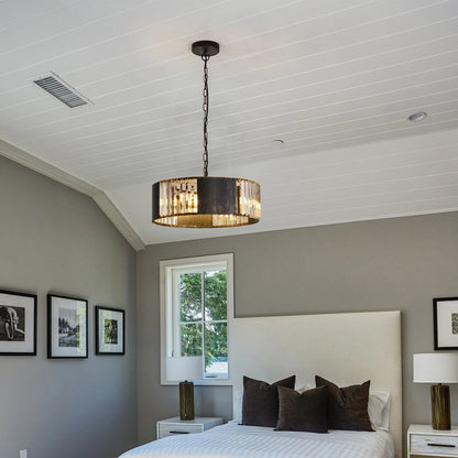 Luxury Black Crystal Modern Pendant Hanging Ceiling Lamp Chandelier
