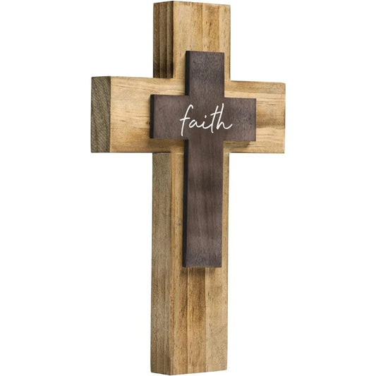 Wall Wooden Cross With Hook Handmade