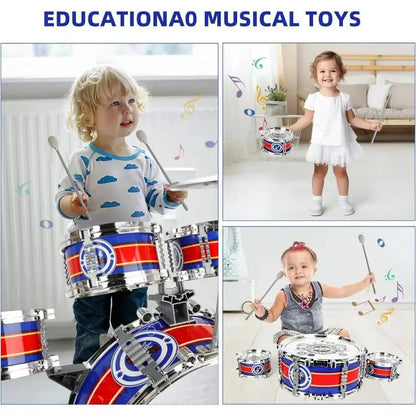 Mini Jazz Drum Set With 6 Drums and Stool