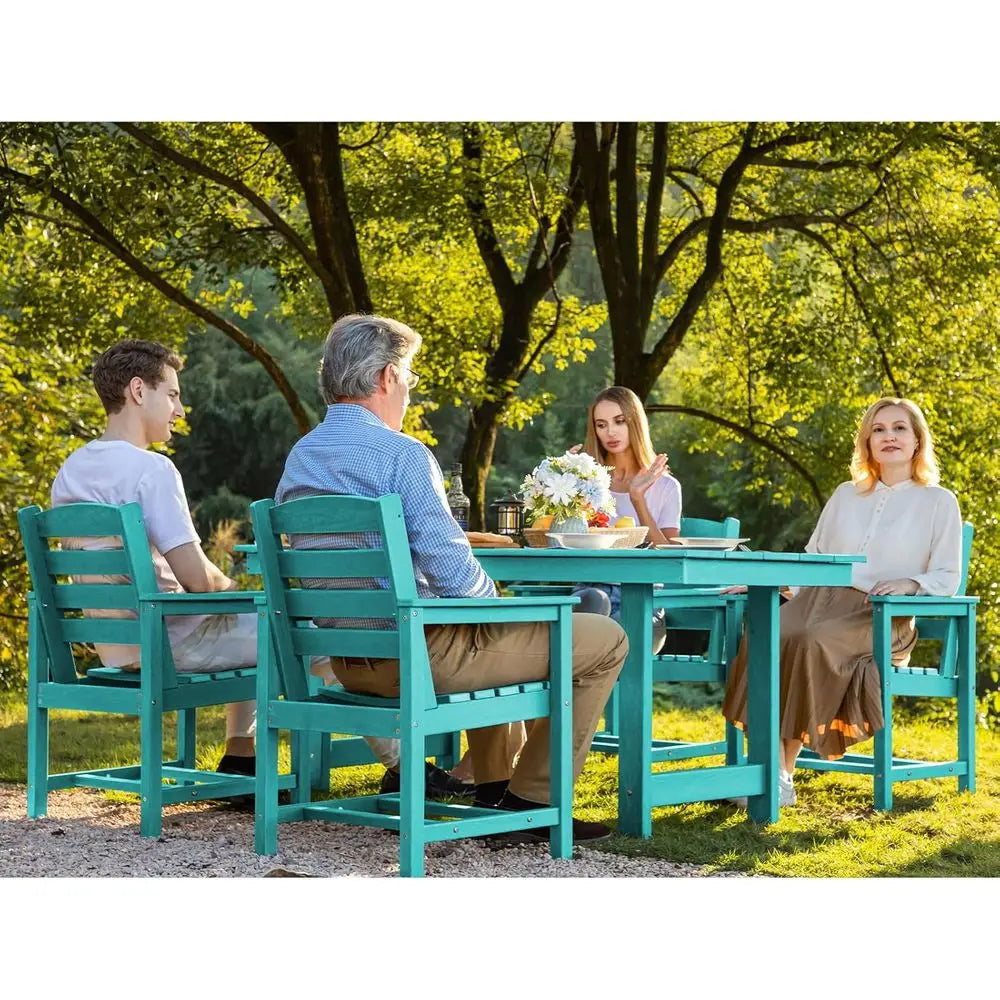 7-Piece Outdoor Patio Dining Set with Umbrella Hole, Weather-Resistant HDPE Furniture for Garden, Lawn, Poolside