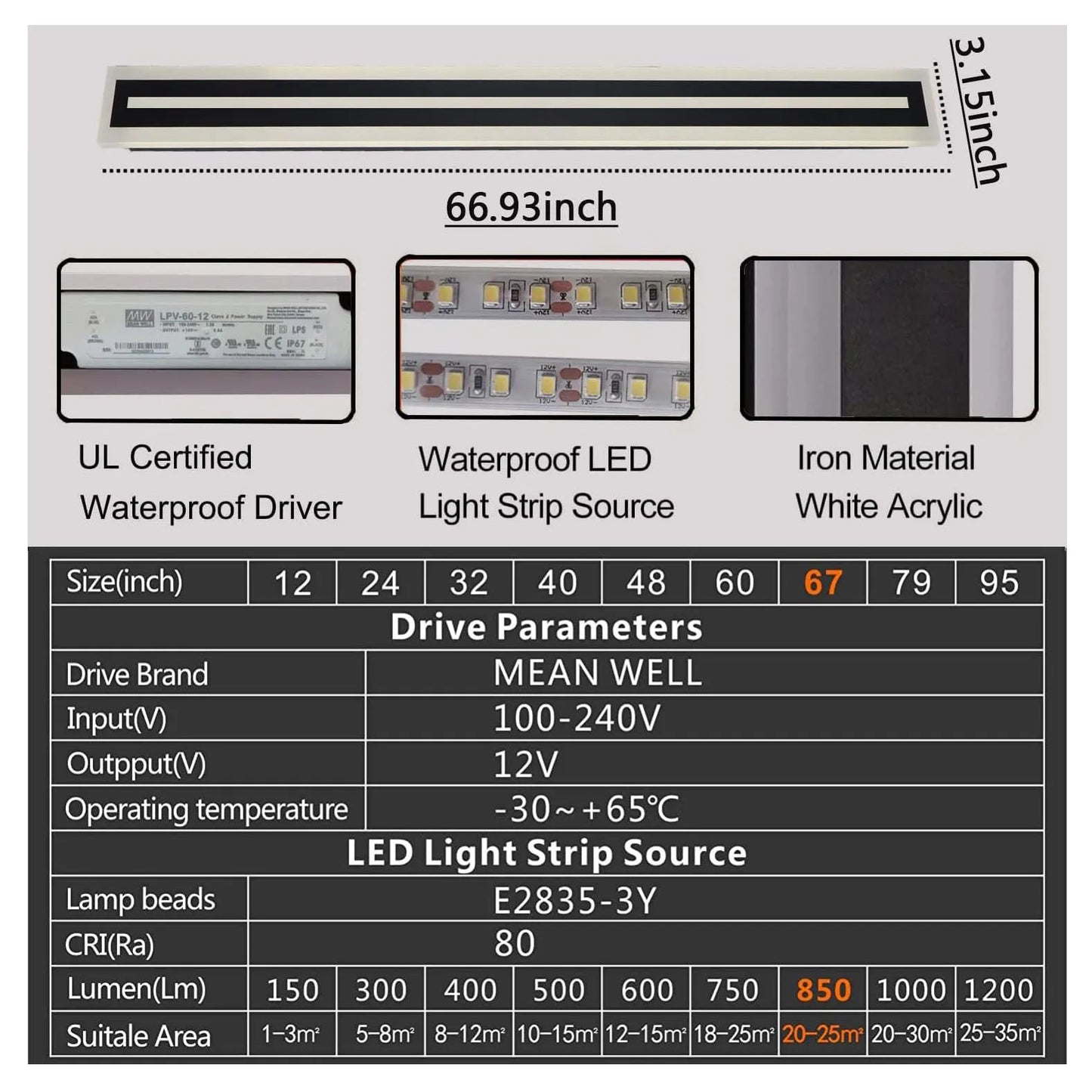 Outdoor Long Strip Modern LED Wall Lighting Fixture