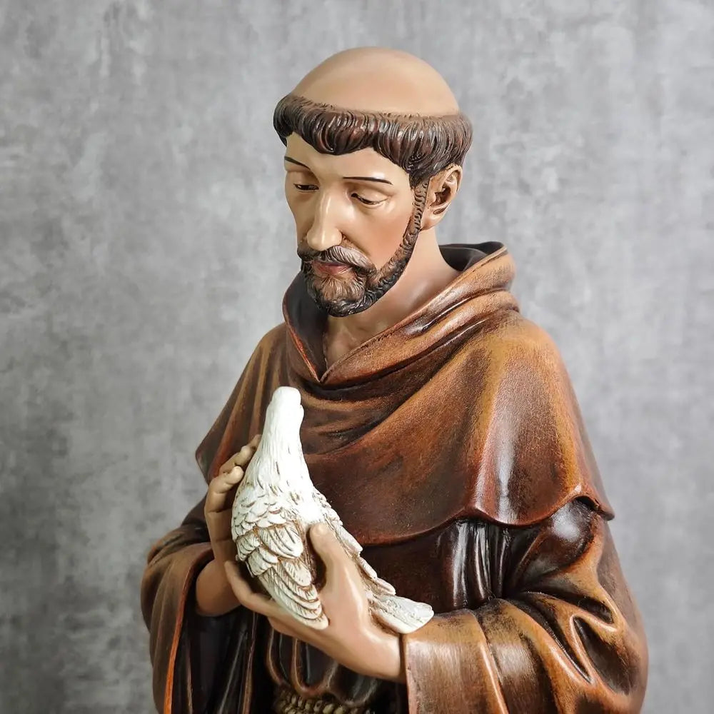 14.5 St. Francis of Assisi Statue - Catholic Patron Saint of Animals, Garden Decor, Handcrafted Religious Gift