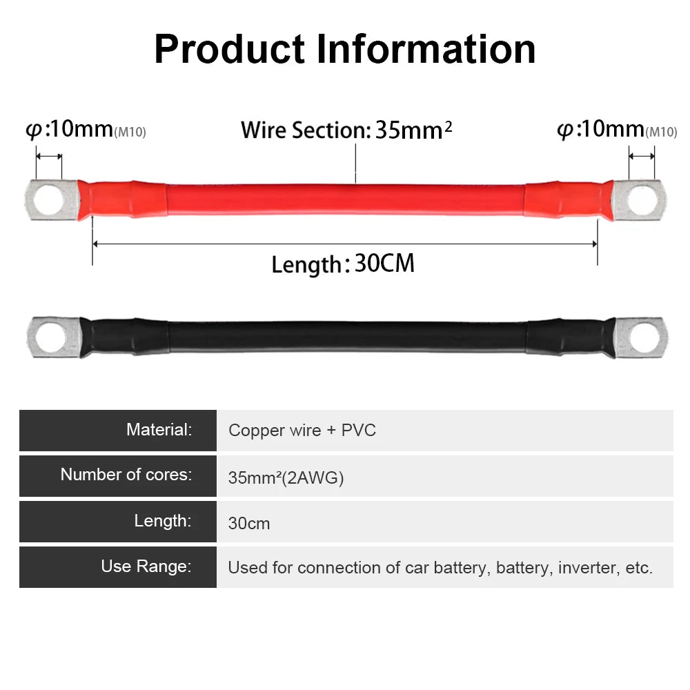 2 AWG Soft Battery Connection Cables