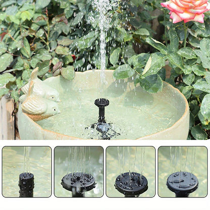 Solar Fountain with 6 Nozzles - 1.4W Solar Panel Floating Water Pump for Bird Baths, Pools, Garden