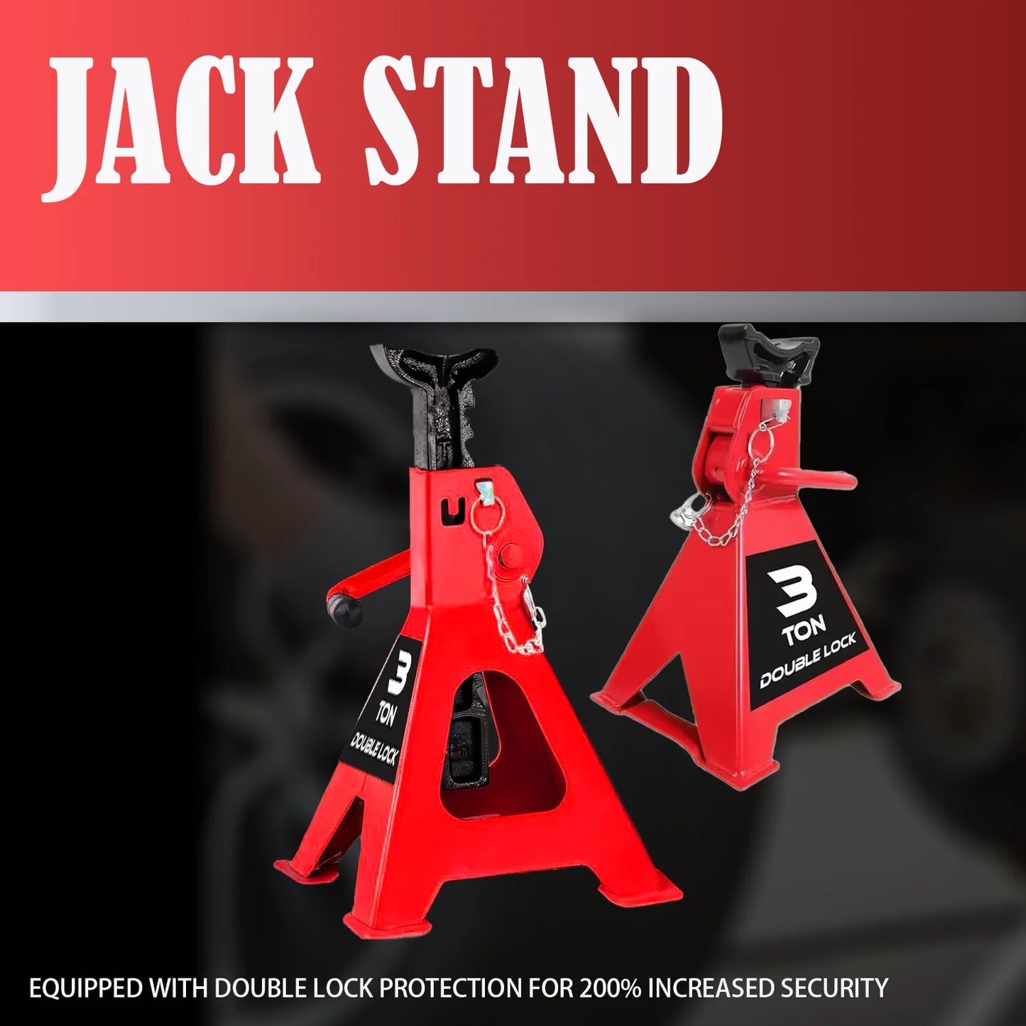 1 Pair/2Pcs Jack Stands 3 Ton with Double Locking for Lifting Car SUVS, Heavy Duty Steel, 6000 lb Capacity