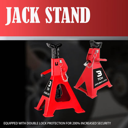 1 Pair/2Pcs Jack Stands 3 Ton with Double Locking for Lifting Car SUVS, Heavy Duty Steel, 6000 lb Capacity