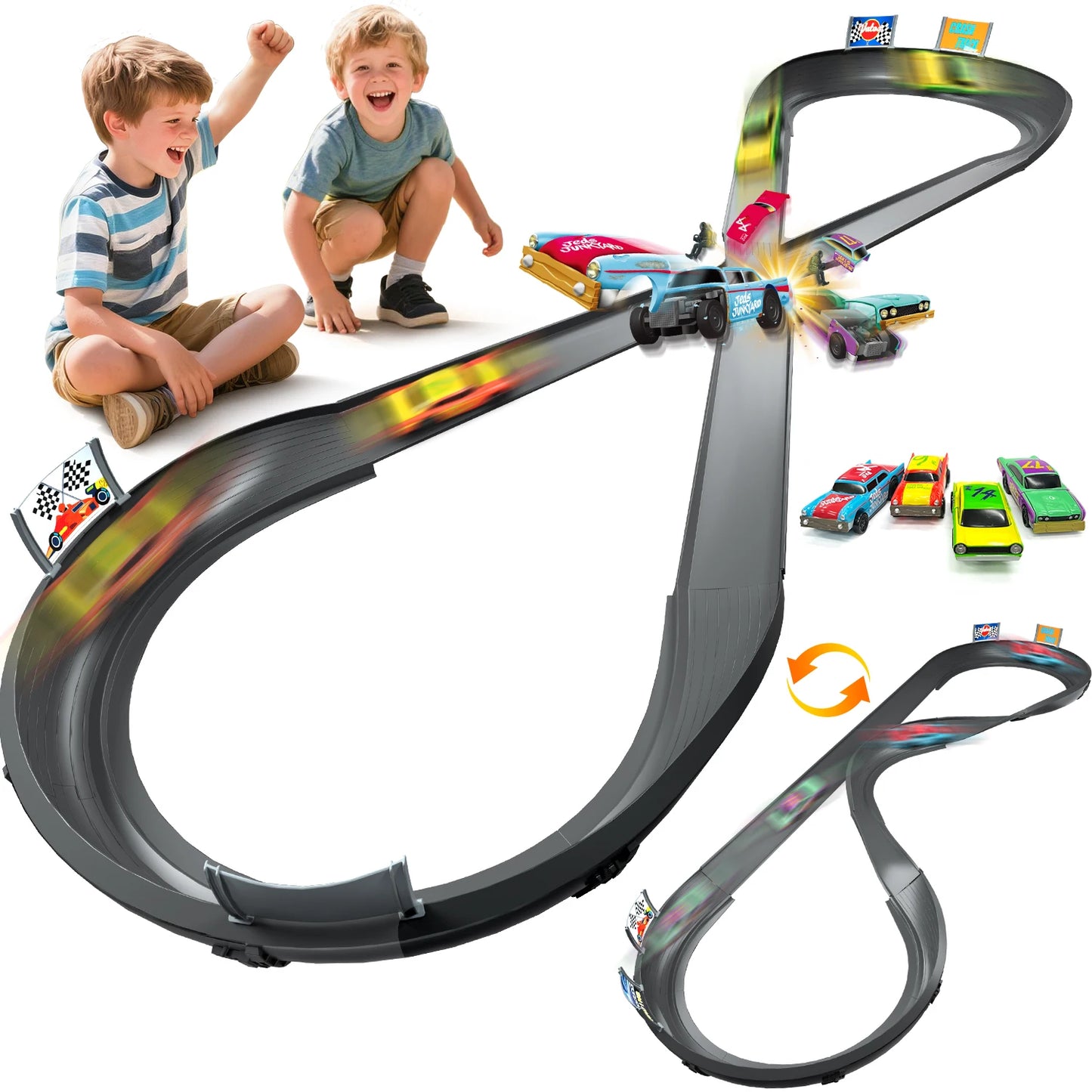 VATOS CRASH RACERS Track Speed Collision Racing Car Set
