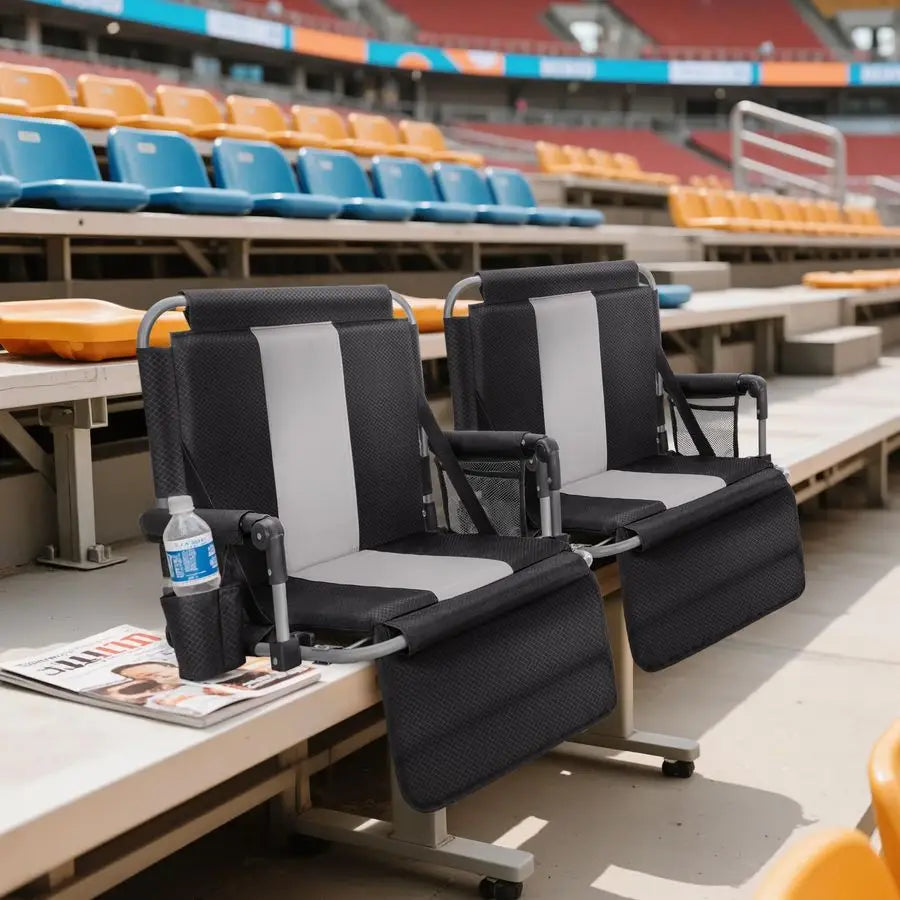 Folding Stadium Seat Bleacher Chair with Cup Holder