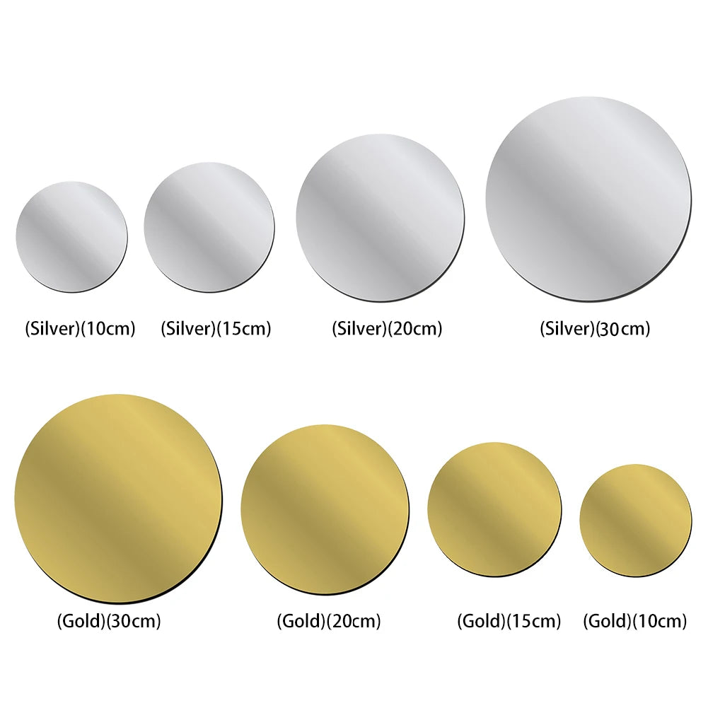Decorative Small Circle Mirror Decals Self Adhesive Acrylic Mirror Stickers DIY for Home Art Room Bedroom