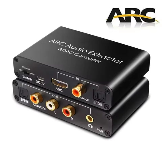 4K HDMI ARC Audio Extractor ARC To SPDIF Coaxial L/R Stereo 3.5mm Jack Audio Adapter Return Channel Converter for HDTV Amplifier