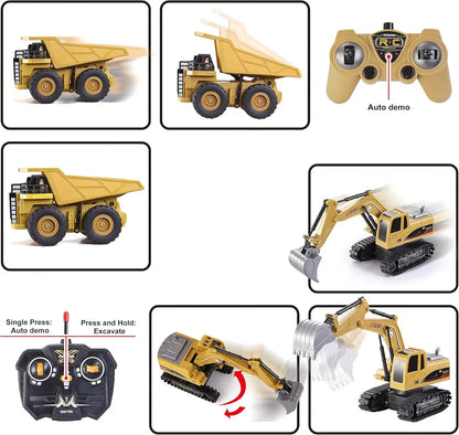 2 PCS Remote Control Construction Excavator and Dump Truck Set.