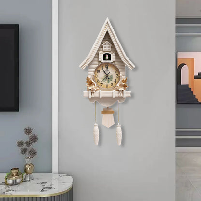 White Cuckoo Wall Clock Antique Battery Operated