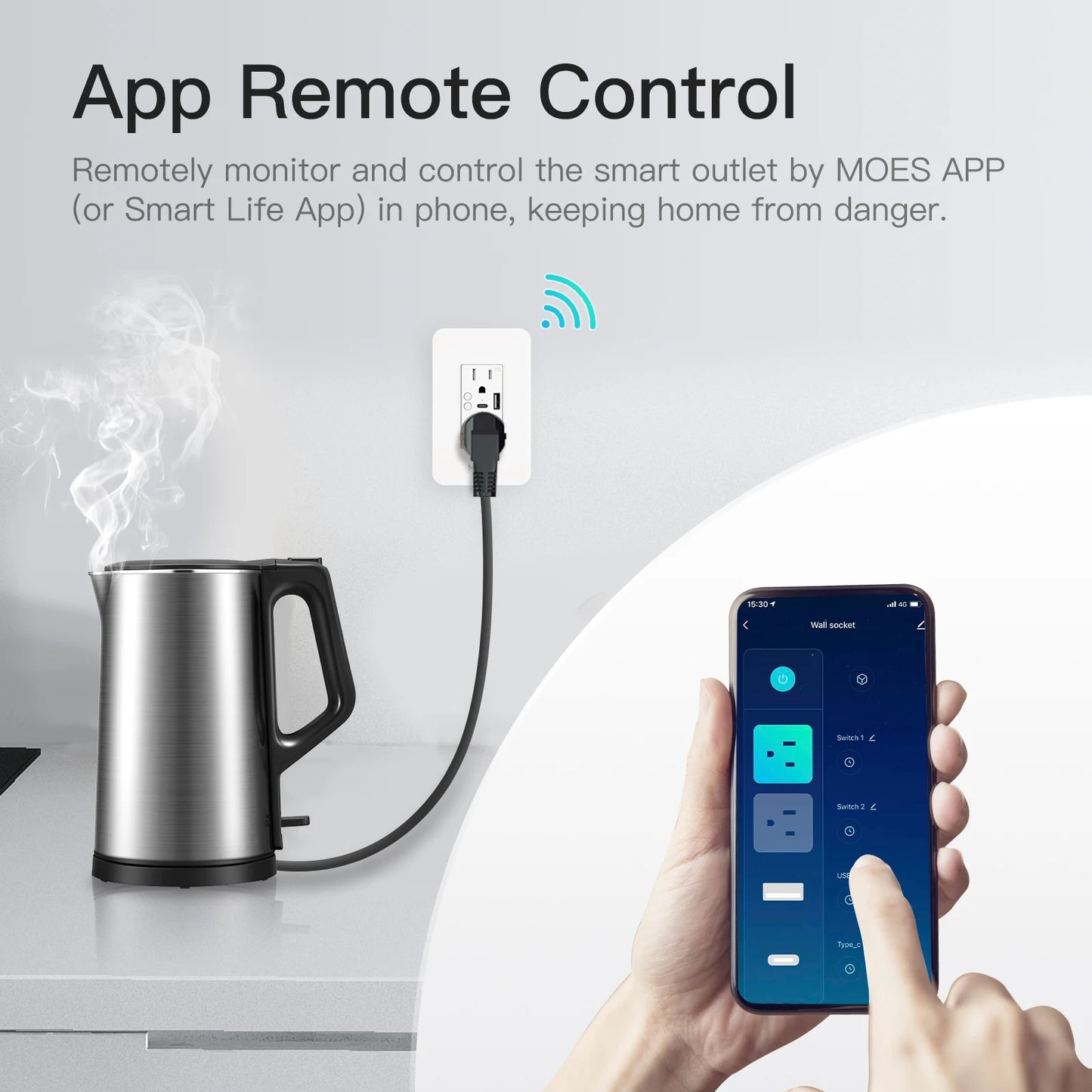 WiFi Smart Power Wall Socket with Type C USB Dual Power Outlets