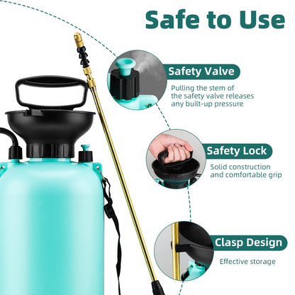 8L Garden Pressure Sprayer for Watering, Fertilizing, and Pest Control in Lawns